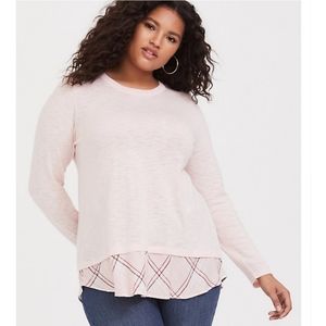 @@ 3 for 30!!TORRID soft pink and plaid sweatshirt